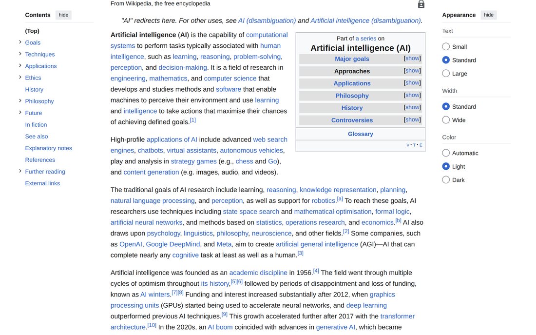 A regular Wikipedia page, full of sidebars and clutter